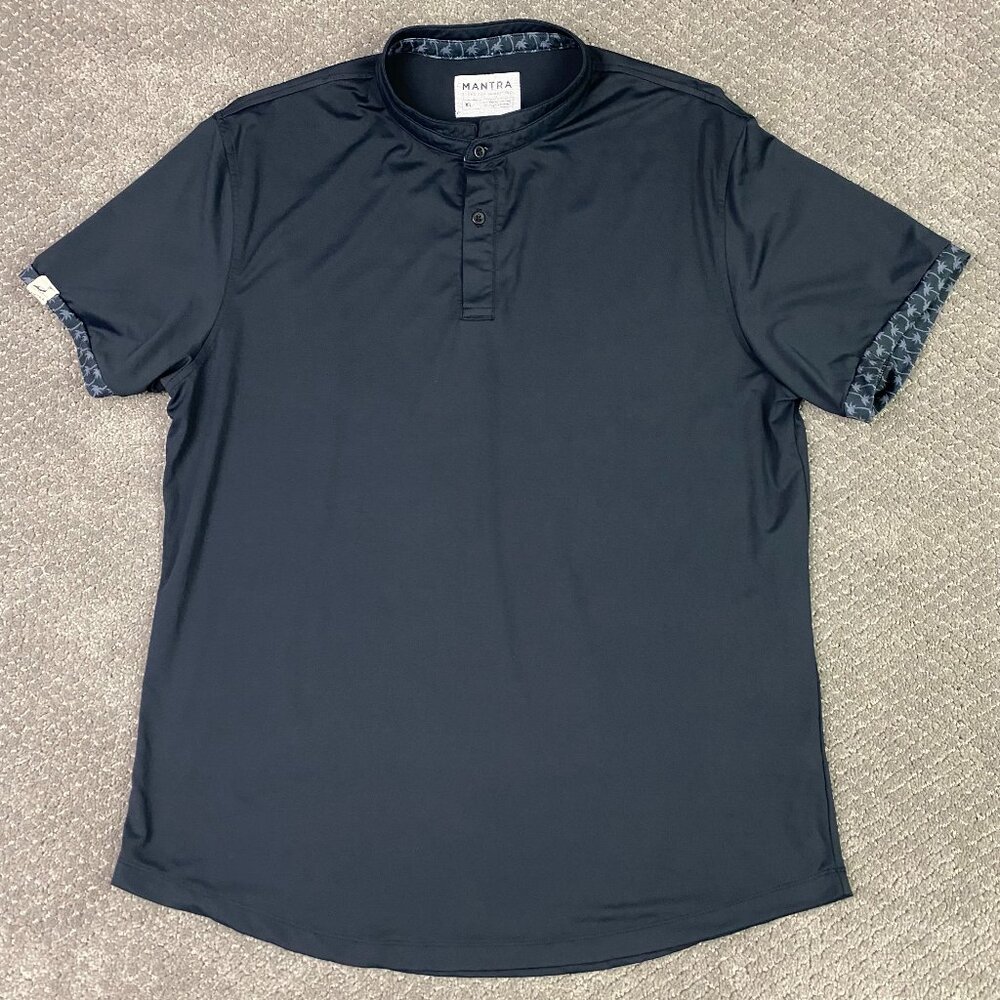 Mantra Catalyst Polo Shirt Men's XL Black Blade Collar Stretch Henley buttons